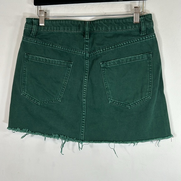 Free People We The Free Cotton Zip Up Women’s Size 30 Green Mini Denim Skirt - Picture 8 of 14